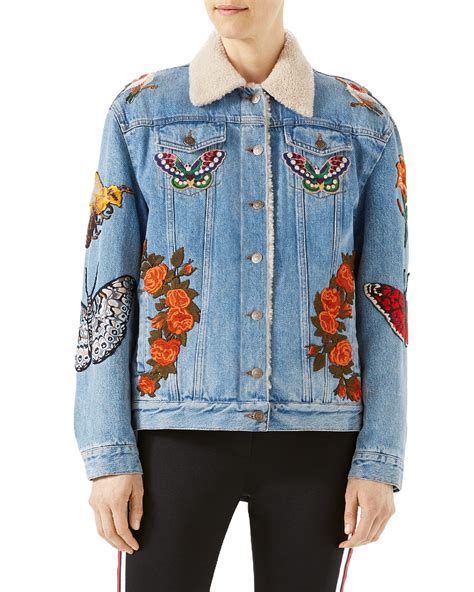 gucci denim jacket womens|gucci denim jacket embroidered rep.